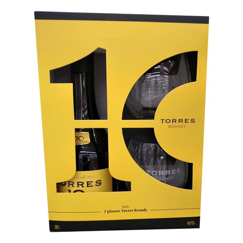 Бренди Torres 10 лет 700 мл + стакан 2 шт