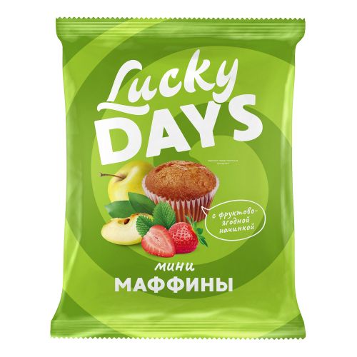 Мини-маффины Lucky Days бисквитные с фруктово-ягодной начинкой 470 г ...