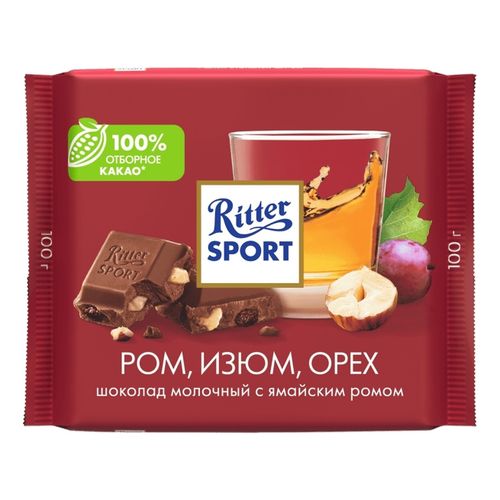 Шоколад Ritter Sport ром-изюм-орех молочный 100 г