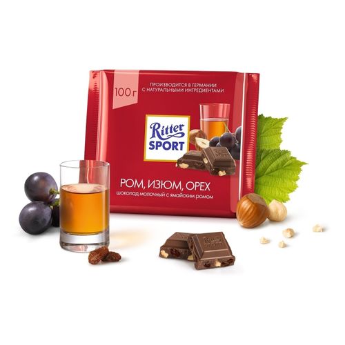 Шоколад Ritter Sport ром-изюм-орех молочный 100 г