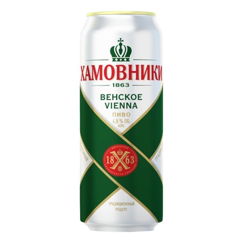 Пиво Хамовники Венское пастеризованное фильтрованное светлое 450 мл