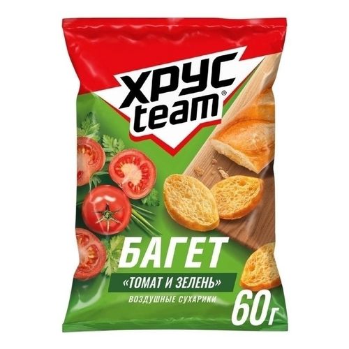 Сухарики пшеничные Хрусteam Багет томат и зелень 60 г