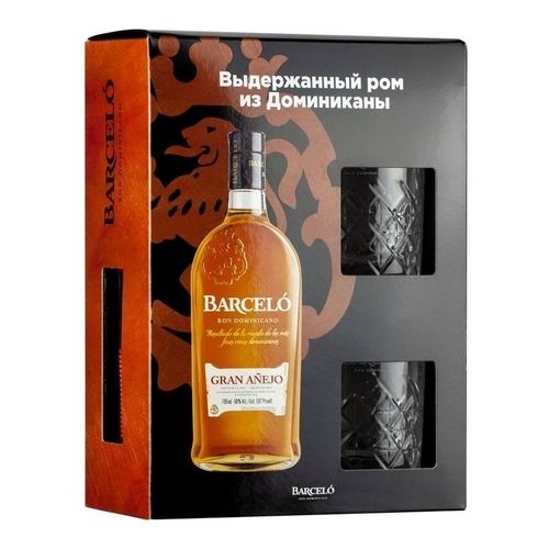 Ром Barcelo Gran Anejo 37,5% 700 мл + стаканы 2 шт