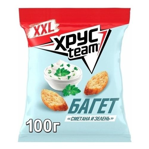 Сухарики пшеничные Хрусteam Багет сметана и зелень 100 г