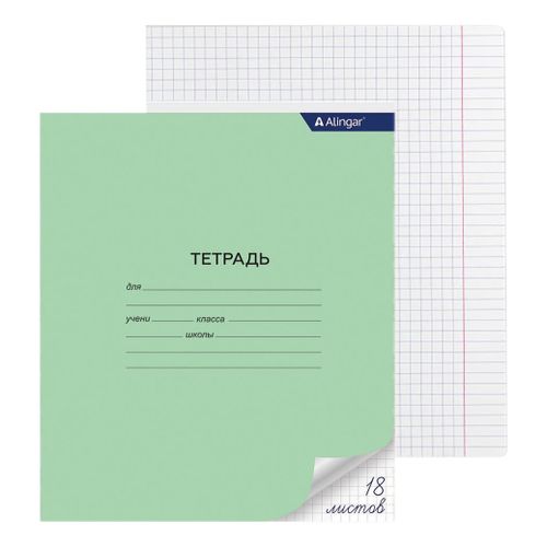 Тетрадь Alingar зеленая 18 л А5 на скрепке в клетку - купить с ...