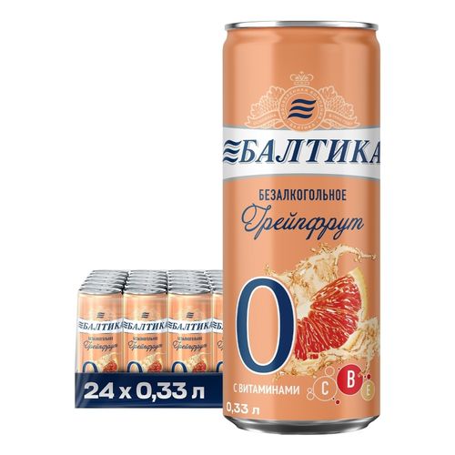 Безалкогольное пиво Балтика Грейпфрут светлое фильтрованное пастеризованное 330 мл