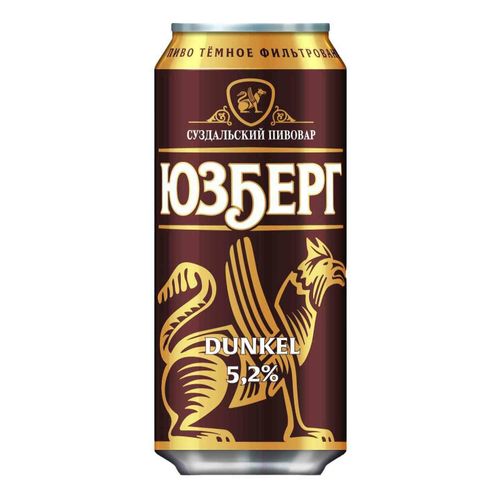 Пиво Юзберг Dunkel темное фильтрованное пастеризованное 450 мл