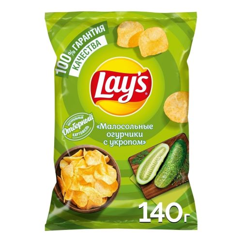 Чипсы картофельные Lay's малосольные огурчики-укроп 140 г