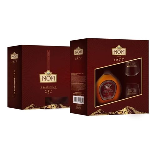 Коньяк Ной Подарочный 7 звезд 500 мл + Бокал 2 шт