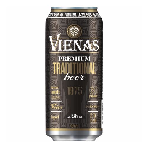 Пиво Vienas Premium Traditional светлое фильтрованное пастеризованное 568 мл