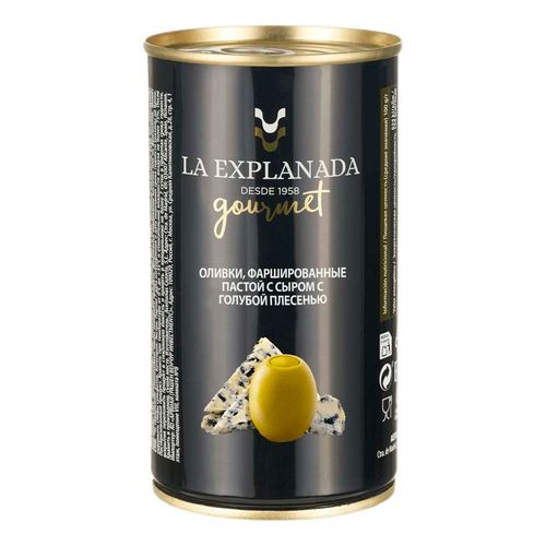 Оливки La Explanada фаршированные пастой с сыром с голубой плесенью 350 ...