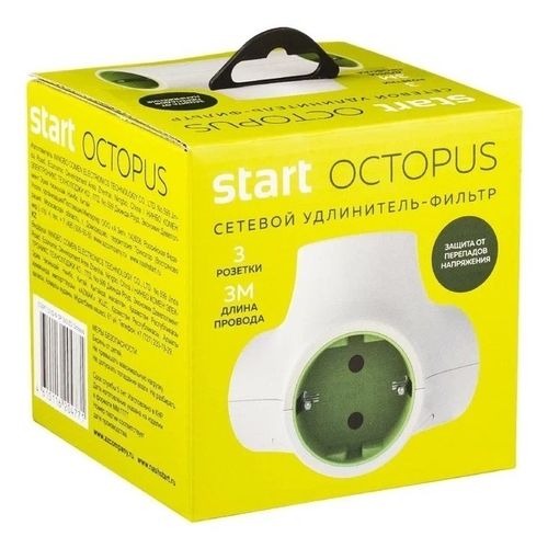 Сетевой фильтр Старт Octopus SP 3 розетки 3 м бело-зеленый - купить с ...