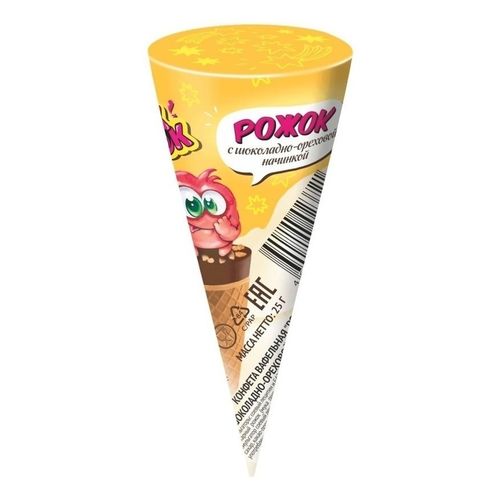 Конфета Мок-Мок Рожок вафельный с шоколадно-ореховой начинкой 25 г