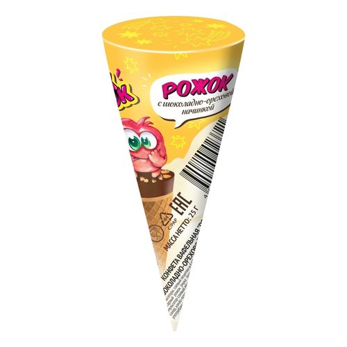 Конфета Мок-Мок Рожок вафельный с шоколадно-ореховой начинкой 25 г