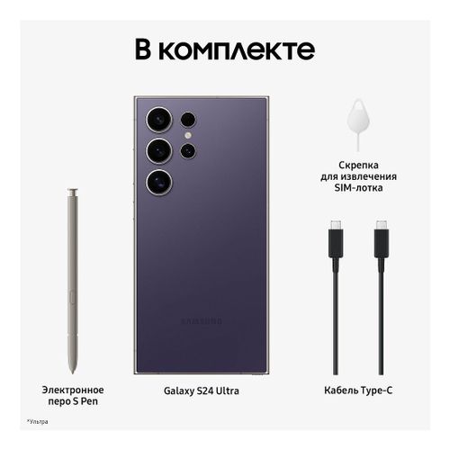 Смартфон Samsung Galaxy S24 Ultra 1 ТБ фиолетовый титан - купить с ...