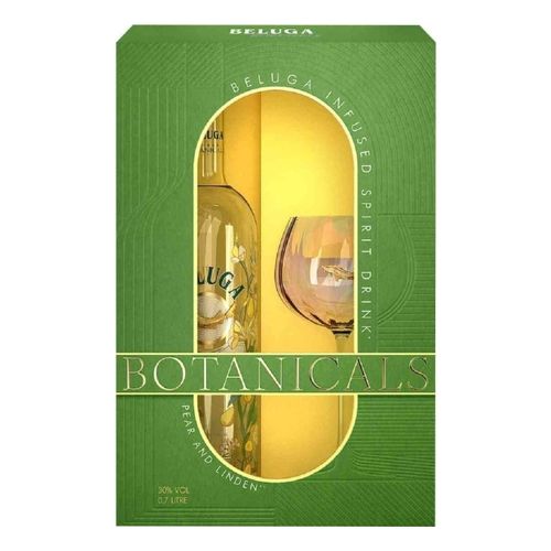 Алкогольный набор настойка горькая Beluga Noble Botanicals Pear and Linden и бокал 700 мл