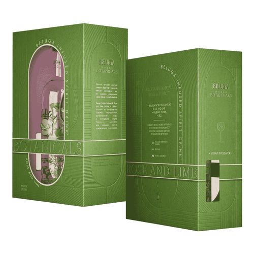 Алкогольный набор настойка горькая Beluga Noble Botanicals Rose and Lime и бокал 700 мл