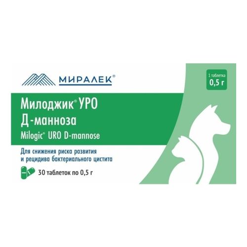 Таблетки для кошек и собак Миралек Милоджик Уро Д-манноза №30