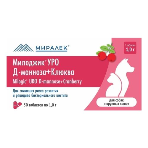 Таблетки для кошек и собак Миралек Милоджик Уро Д-манноза №30