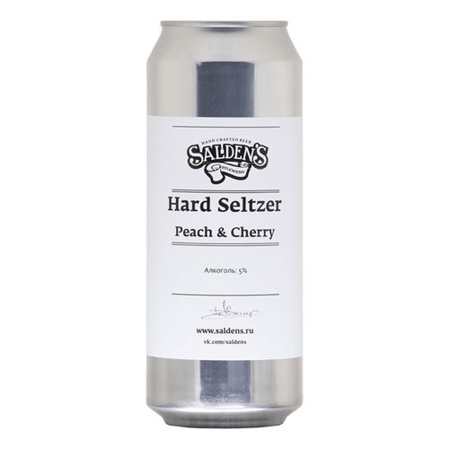 Пивной напиток Salden's Hard Seltzer Peach & Cherry светлый фильтрованный пастеризованный 500 мл