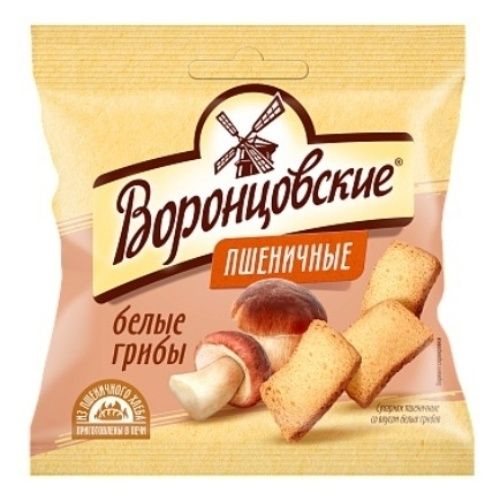 Сухарики пшеничные Воронцовские белые грибы 80 г