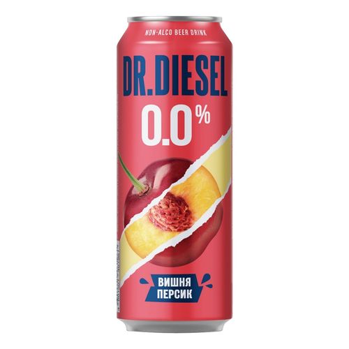 Пивной напиток безалкогольный Dr. Diesel Hot Mix Вишня и персик светлый нефильтрованный пастеризованный 430 мл