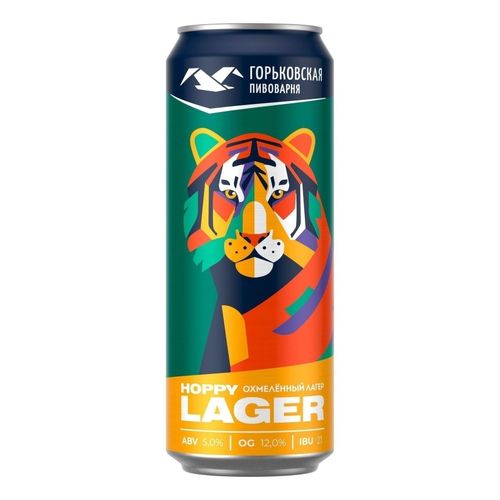 Пиво Горьковская пивоварня Hoppy Lager фильтрованный пастеризованный 450 мл