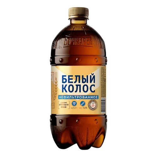Пивной напиток Бочкарев Белый Колос светлое нефильтрованное пастеризованное 950 мл