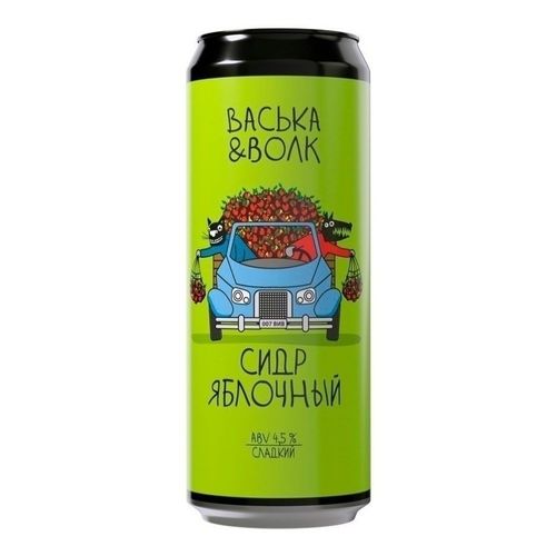 Сидр Васька & Волк яблочный сладкий 450 мл