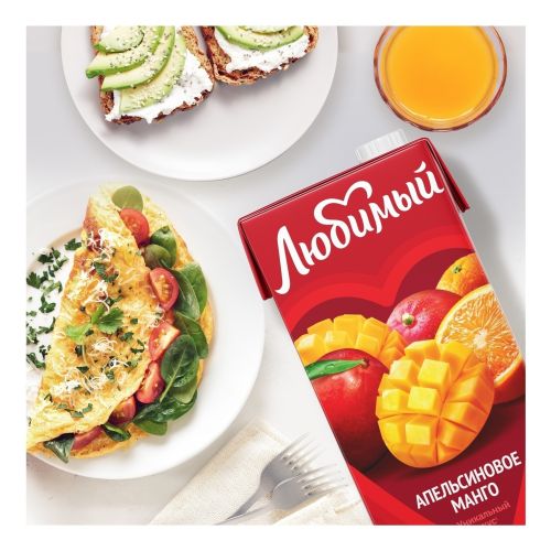 Напиток сокосодержащий Любимый апельсиновое манго с мякотью 950 мл