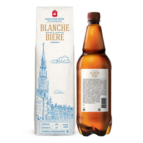 Пивной напиток Blanche Bier светлый нефильтрованный непастеризованный 1 л
