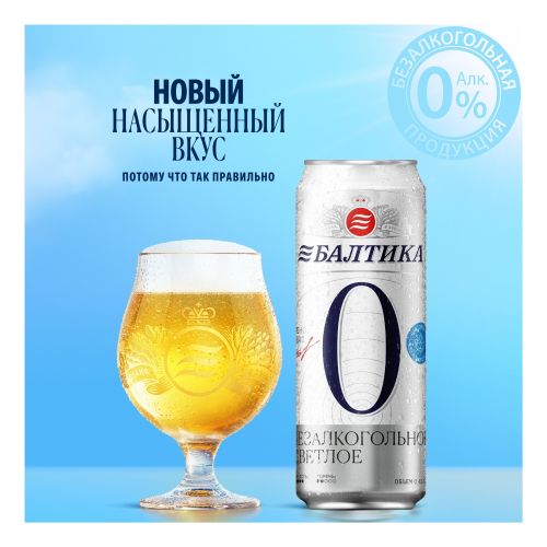 Безалкогольное пиво Балтика № 0 светлое фильтрованное пастеризованное 450 мл