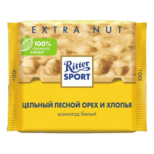 Шоколад Ritter Sport Цельный лесной орех и хлопья белый 100 г