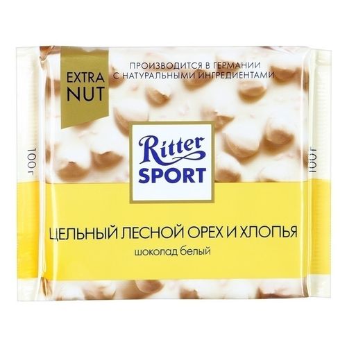 Шоколад Ritter Sport Цельный лесной орех и хлопья белый 100 г