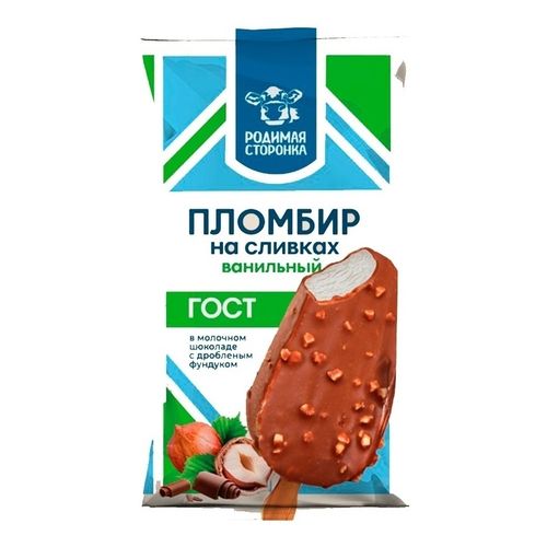 Мороженое пломбир на сливках Родимая сторонка в шоколаде с фундуком 70 г