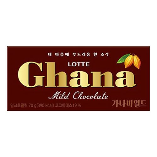 Шоколад Lotte Ghana Mild Chocolate мягкий молочный 70 г