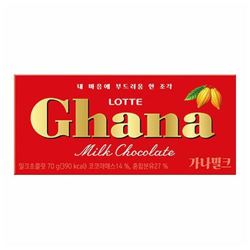 Шоколад Lotte Ghana Milk Chocolate молочный 70 г