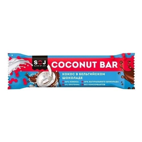 Батончик Soj Nut Coconut Bar Кокос в бельгийском шоколаде 40 г