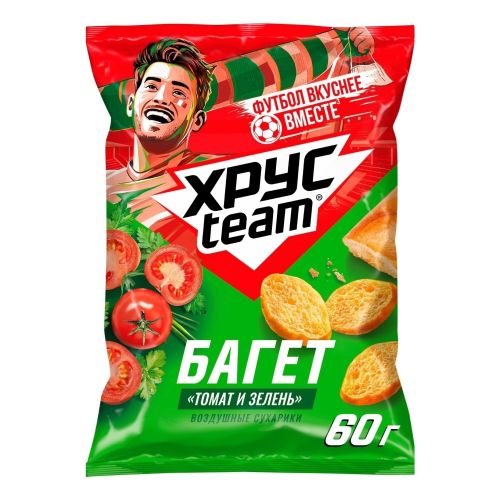 Сухарики пшеничные Хрусteam Багет томат и зелень 60 г