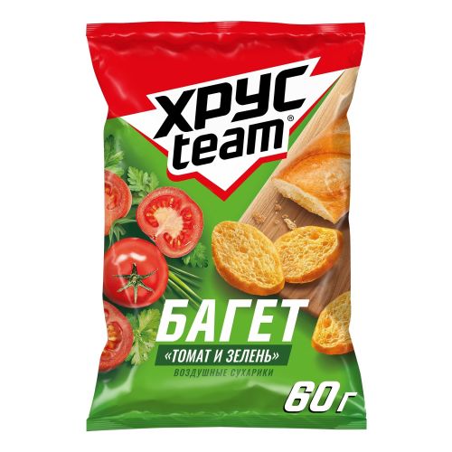 Сухарики пшеничные Хрусteam Багет томат и зелень 60 г