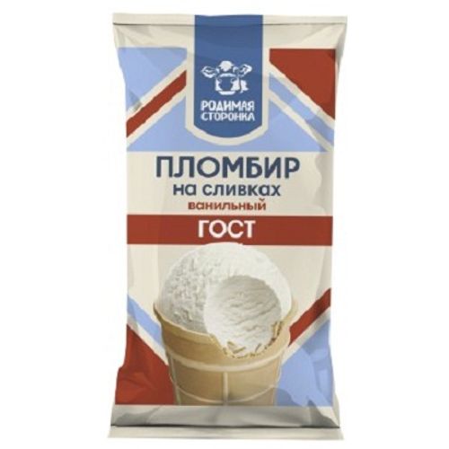 Мороженое пломбир Родимая Сторонка на сливках ванильный в вафельном стаканчике 80 г