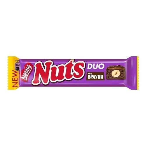 Батончик Nuts Duo шоколадный с фундуком брауни 60 г