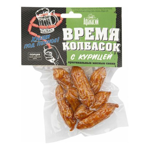 Мясные снеки Афанасий Время колбасок с курицей сырокопченые 100 г