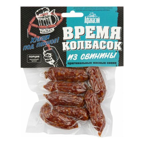 Мясные снеки Афанасий Время колбасок из свинины сырокопченые 100 г