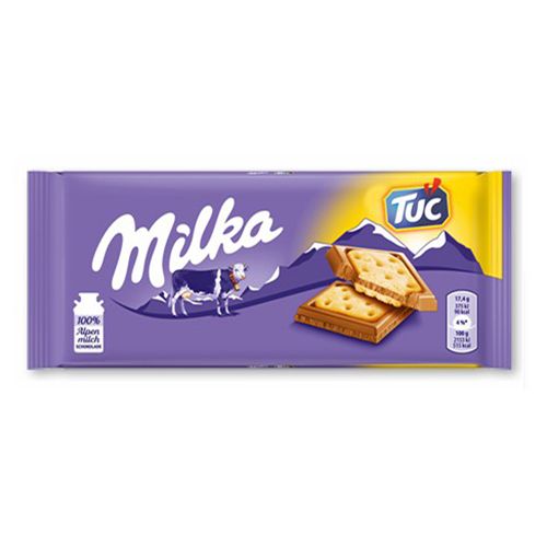 Шоколад Milka с соленым крекером Tuc 87 г