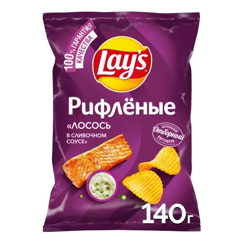 Чипсы картофельные Lay's Рифленые сливочный лосось 140 г