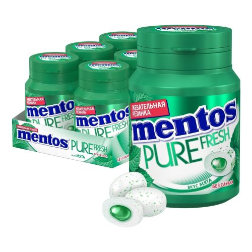 Жевательная резинка Mentos Pure White Нежная мята с экстрактом белого чая без сахара 54 г