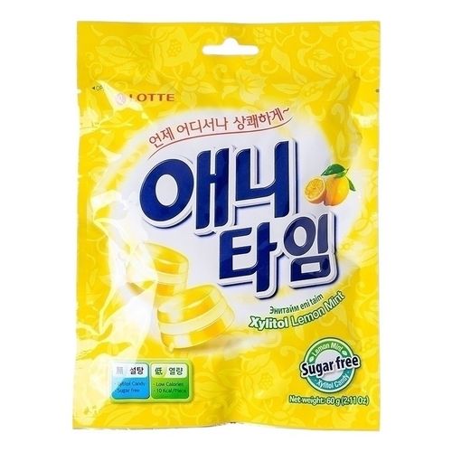 Леденцы Lotte Anytime Lemon Mint без сахара 74 г
