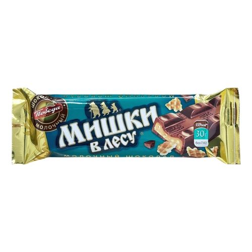 Шоколадный батончик Победа вкуса Мишки в лесу с шоколадно-вафельной начинкой 30 г