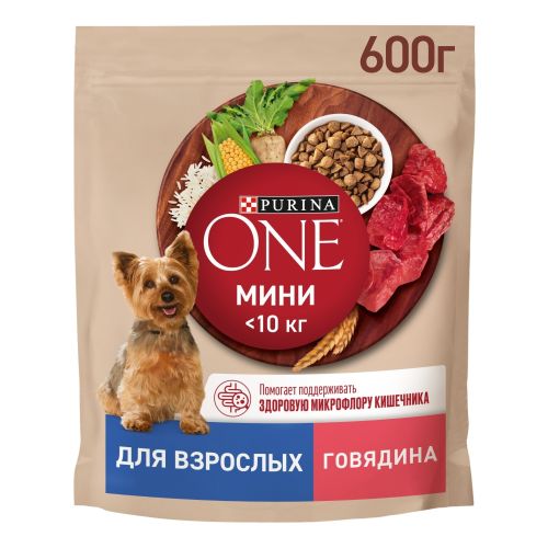 Корм для собак Purina One с говядиной и с рисом 600 г